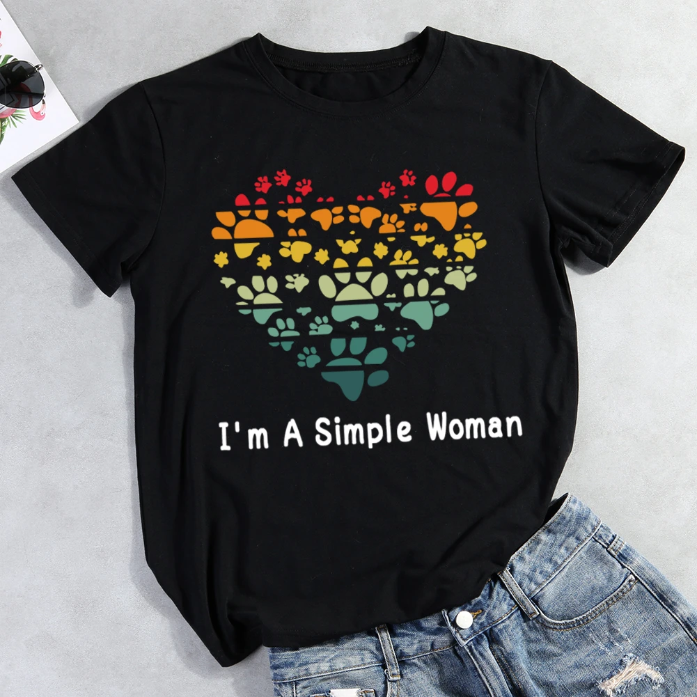 I'm A Simple Woman Dog Heart T-shirt Tee -012805-Guru-buzz