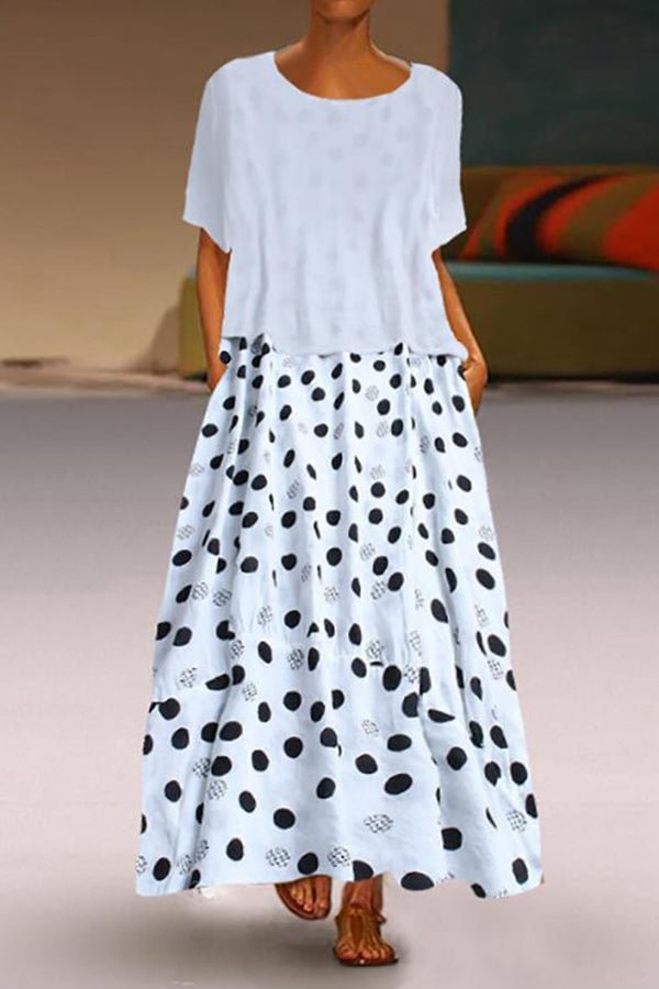 Polka Dot Two-piece Maxi Dress - Life is Beautiful for You - SheChoic