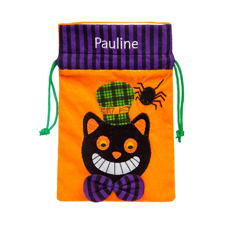 1 Name - Personalized Bundle Halloween Candy Bag Halloween Party Supplies Home Party Gift Bags Black Cat