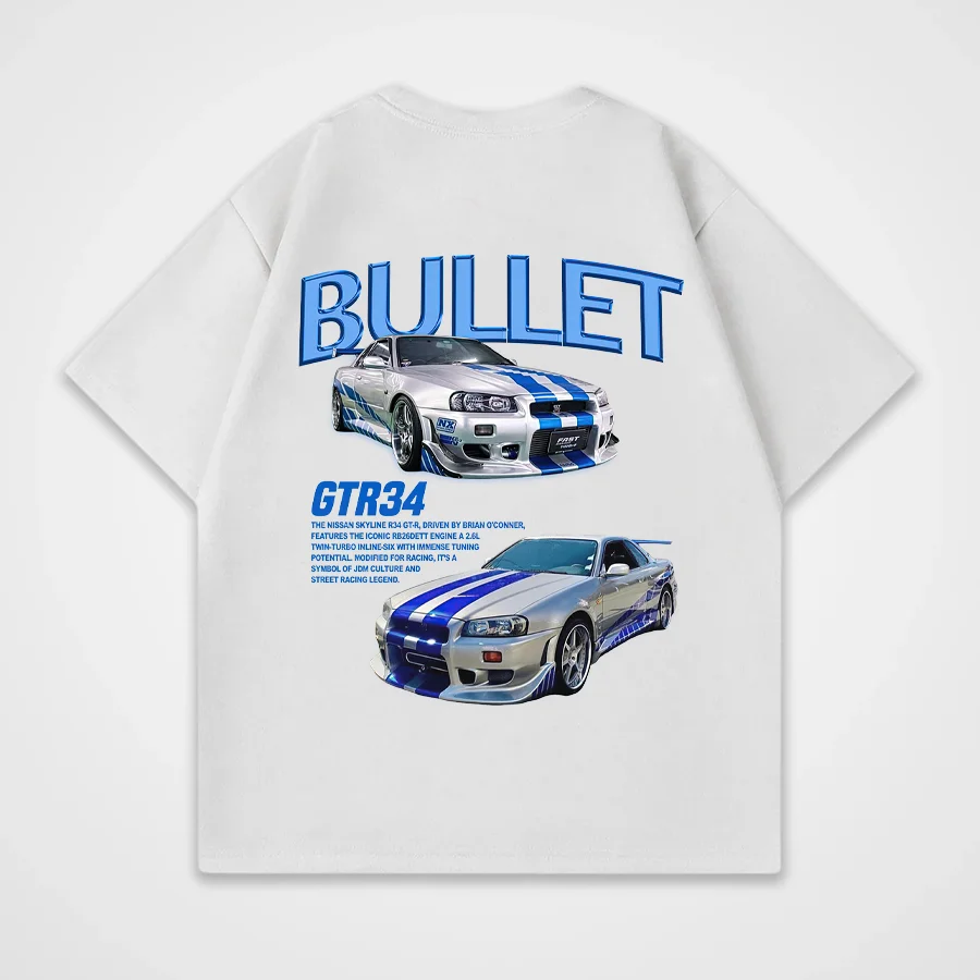 Bullet GTR34 Printed Men's Oversized T-Shirts - Devcarry