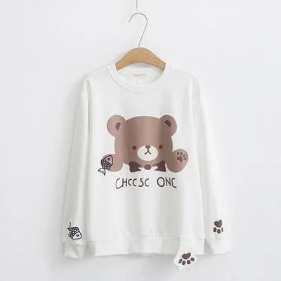 White/Pink/Black Kawaii Bear Sweatshirt SP1811987