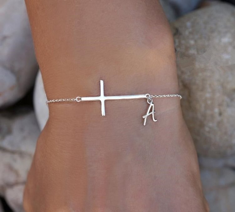 YOY-Initial Bracelet In Silver Plated