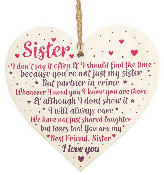 Thank You Best FRIEND Sister Gifts Wooden Heart Christmas Friendship Gift Christmas Tree Decoration Small Pendant