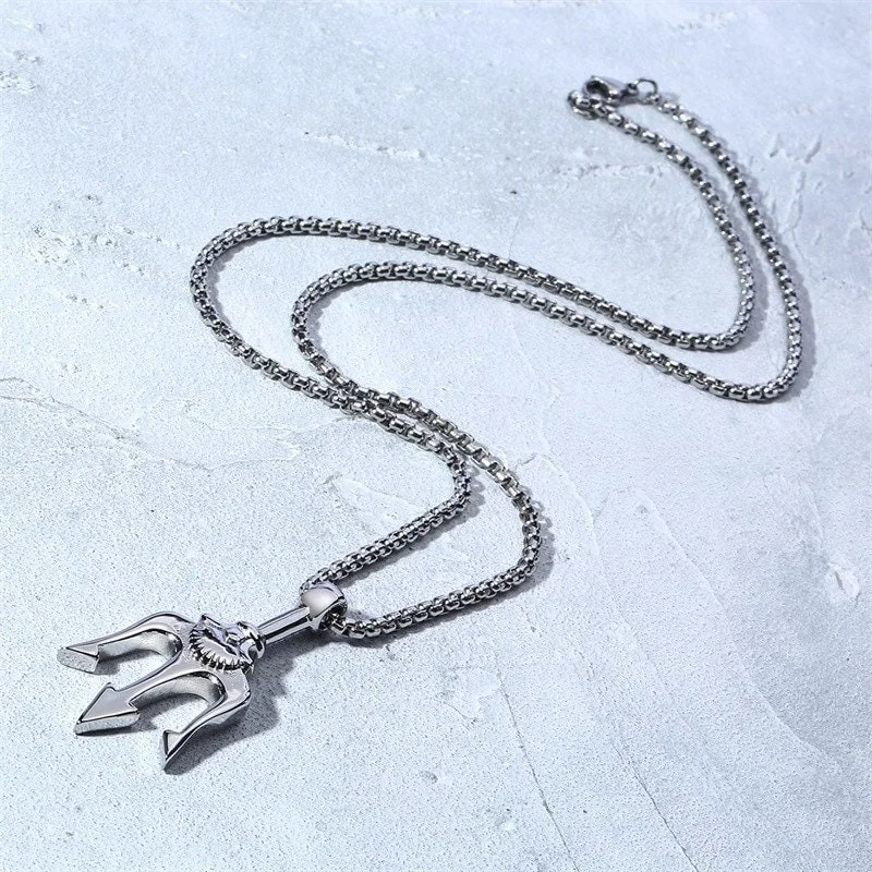 Titanium Sea King Trident Necklace-inspireuse