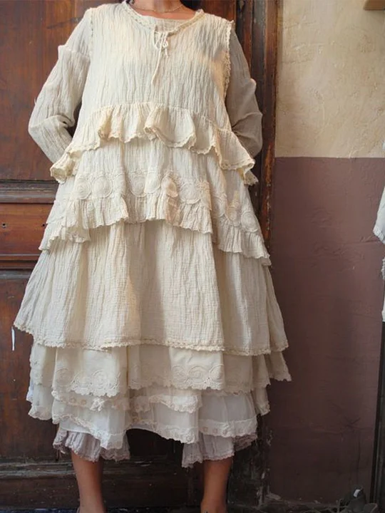 Pure Color Casual Loose Soft Linen Dress