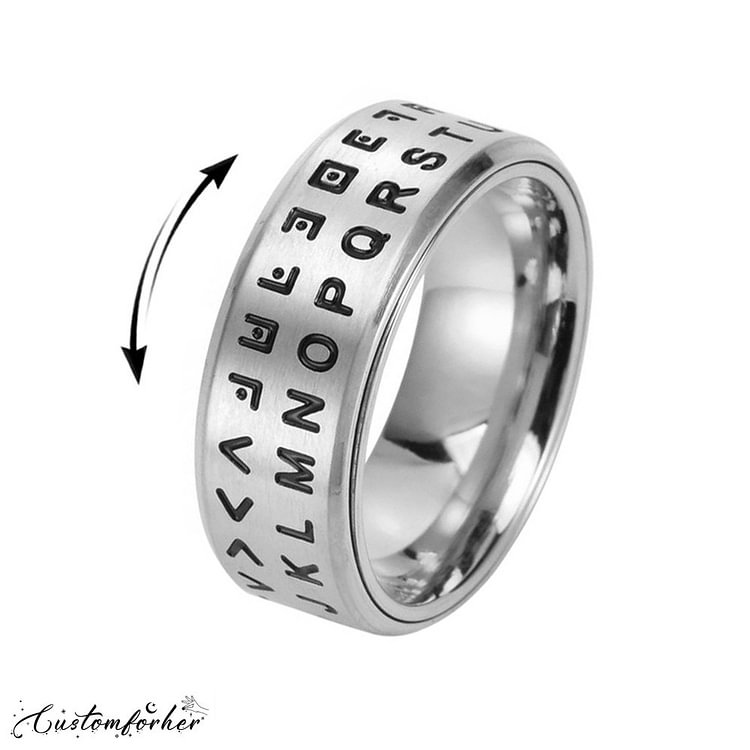 Men's Fashion Stainless Steel Rotating Letter Ring