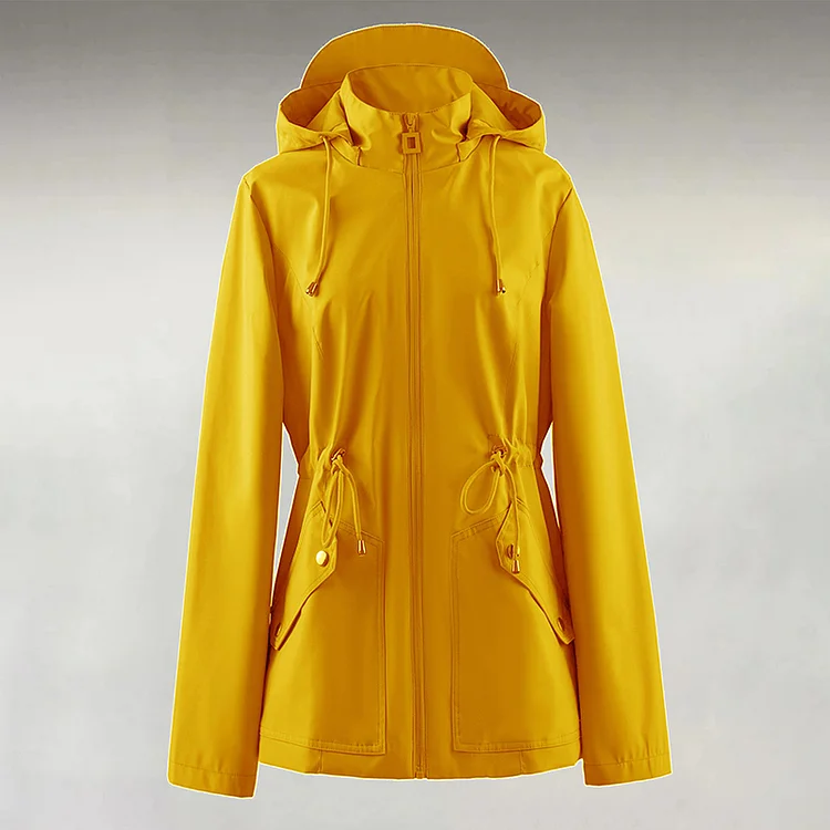 Women's Hooded Zipper Drawstring With Pockets Jackets