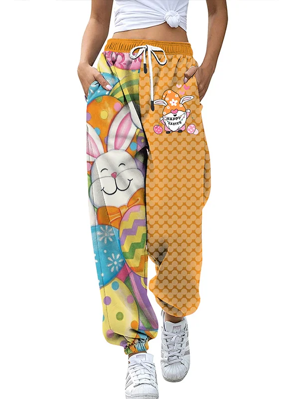 Cute Rabbit Printed Casual Pants