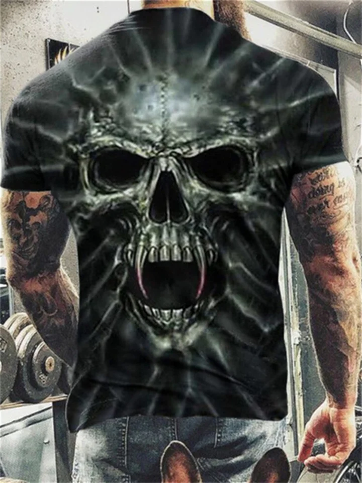Fashion New Cool Skull 3D Digital Printing Men's Short-sleeved T-shirt-JRSEE