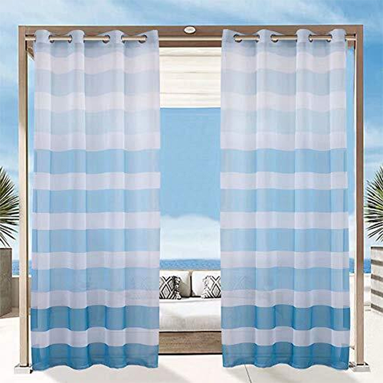 Outdoor Teal Sheer Curtains Waterproof Gradient Voile for Patio 1Pcs-ChouChouHome