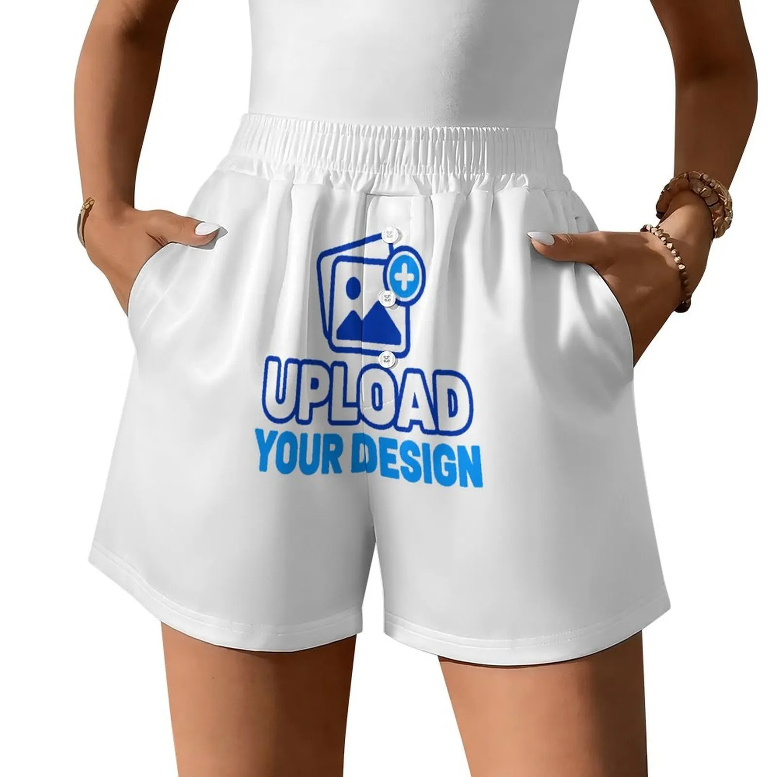 Satin Elastic-Waist Lounge Shorts custom print product image 8