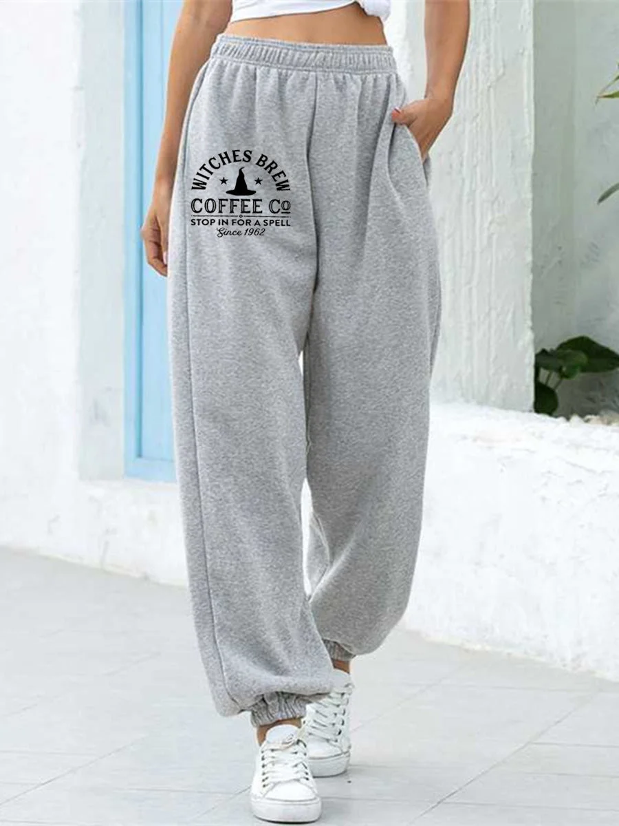 Witches Brew Coffee Co Halloween Mid-Rise Elastic Waist Sweatpants