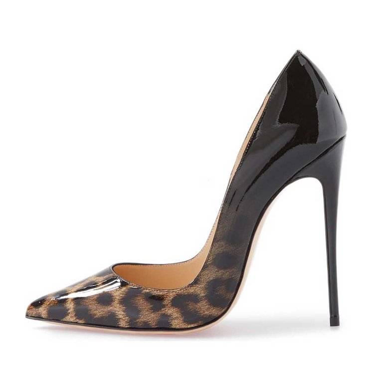 Leopard Print Shoes Gradient Pointy Toe Stiletto Heels Pumps |FSJ Shoes