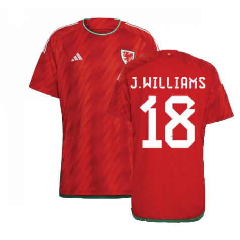 Wales Jonathan Peter Williams 18 Home Shirt Kit World Cup 2022