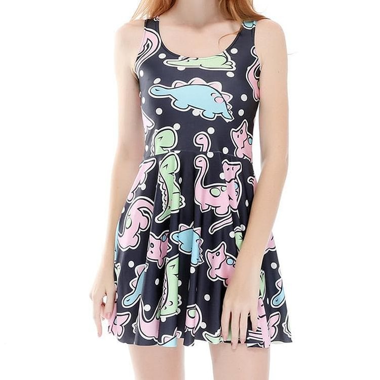 Kawaii Dinosaur Printing Sundress SP1812318
