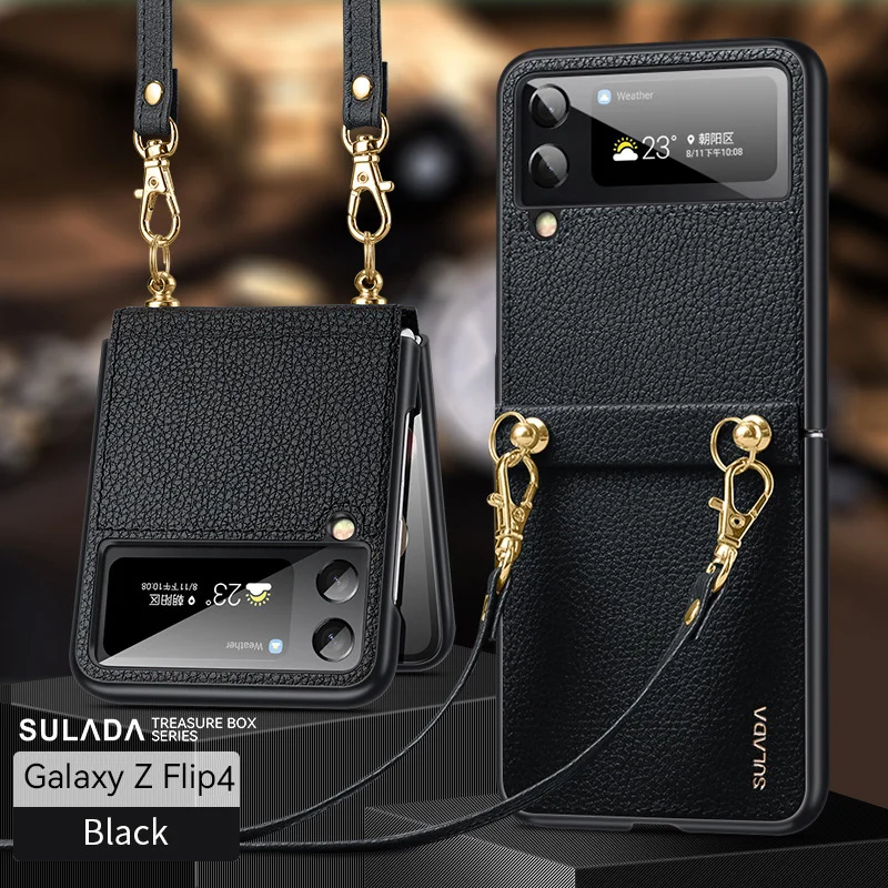 Luxury Crossbody Phone Case With Detachable Lanyard For Galaxy Z Flip3/Z Flip4