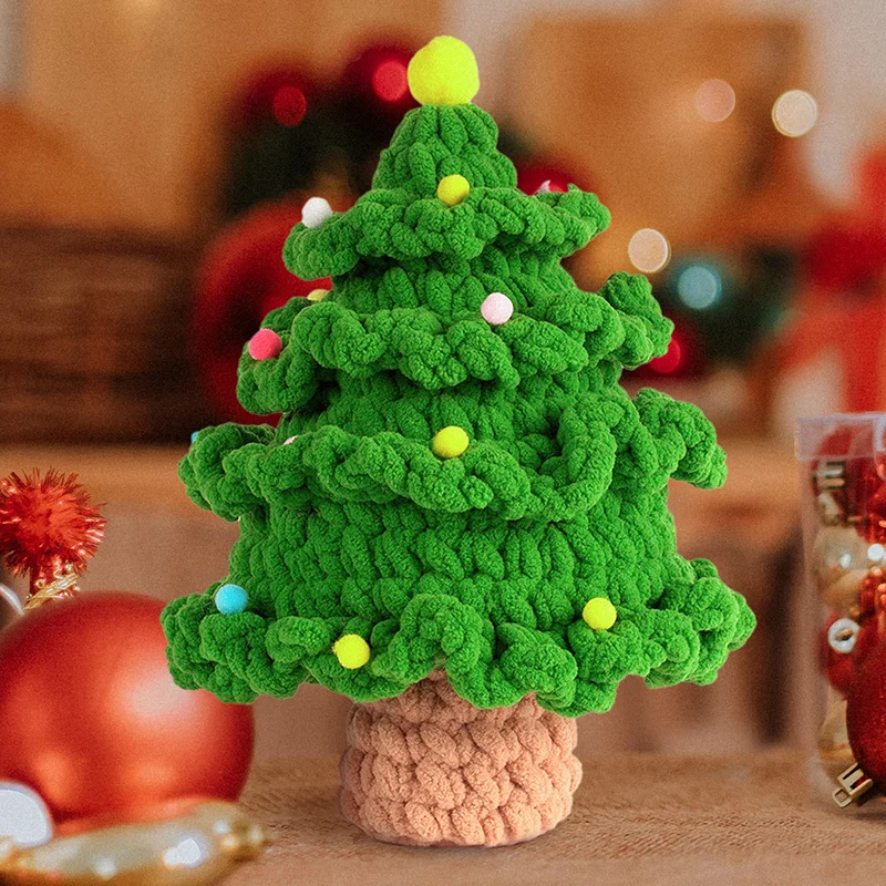 MeWaii® Crochet Christmas Decoration Crochet Kit For Beginners Crochet Christmas Tree and House with Easy Peasy YarnFor Holiday Gift Christmas