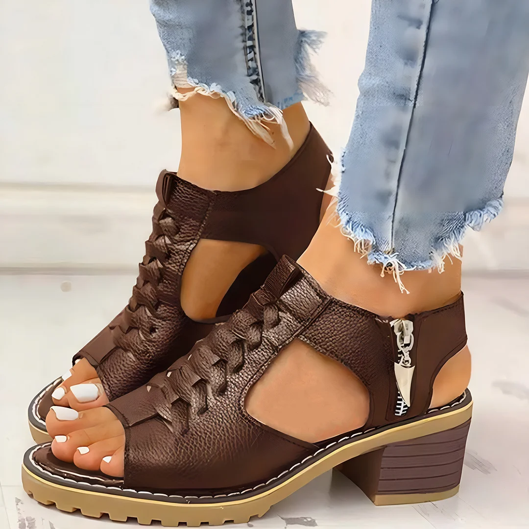Women's Chunky Platform Classic  Leather Sandals (🔥BUY 2 FREE SHIPPING)