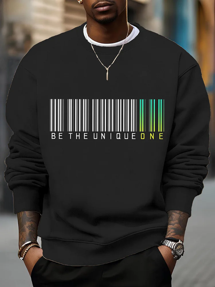 Men's Be The Unique One Barcode Print Casual Sweatshirt