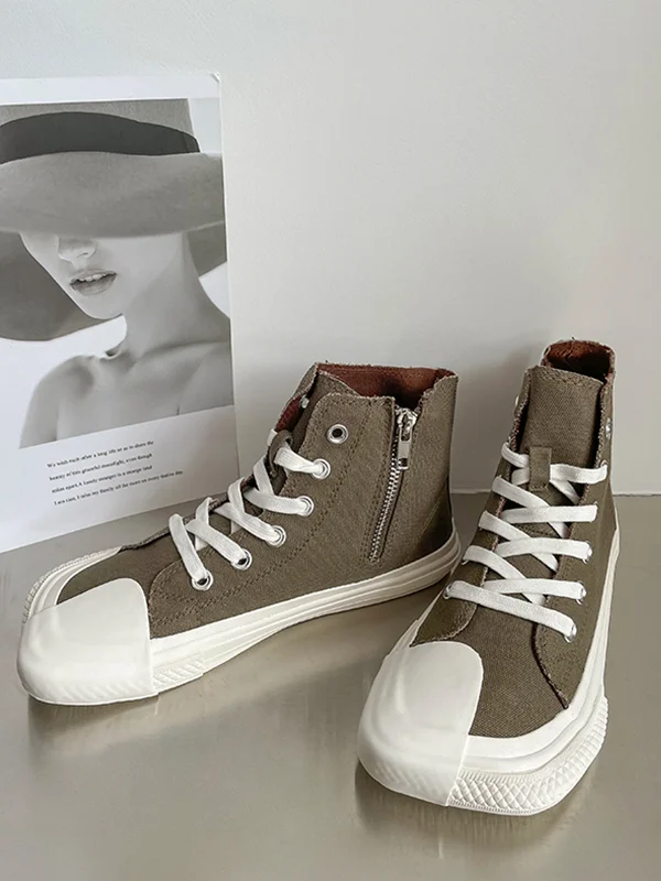 High-Top Breathable Flat Canvas Shoes