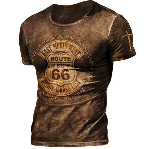 Mens Outdoor Comfortable And Breathable Printed T-shirt / [viawink] /