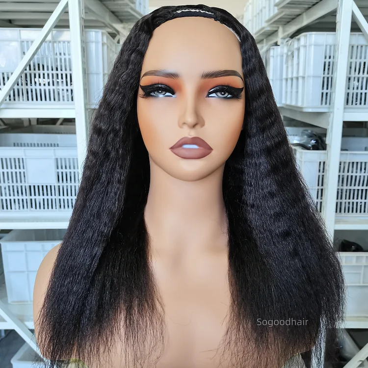 14" Kinky Straight Wig V Part Wig