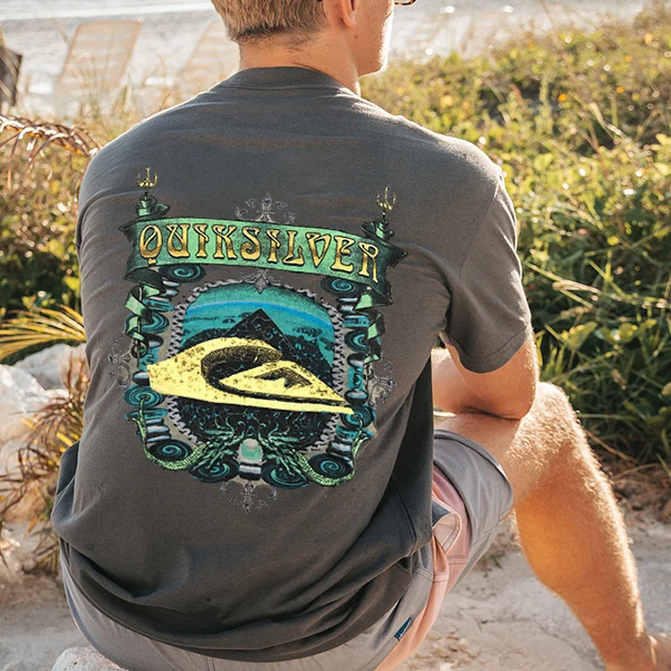 Mens Surf Print Short Sleeve Casual T-Shirt