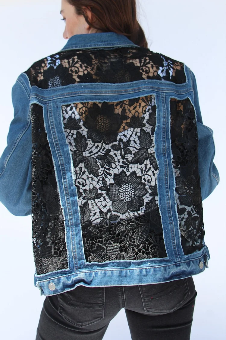 3XL Create your own unique denim and lace jacket