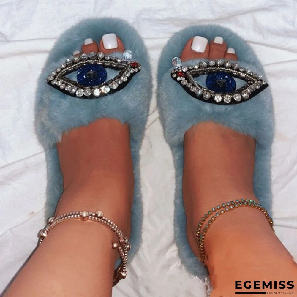 Turquoise Casual Patchwork Rhinestone Round Comfortable Shoes | EGEMISS