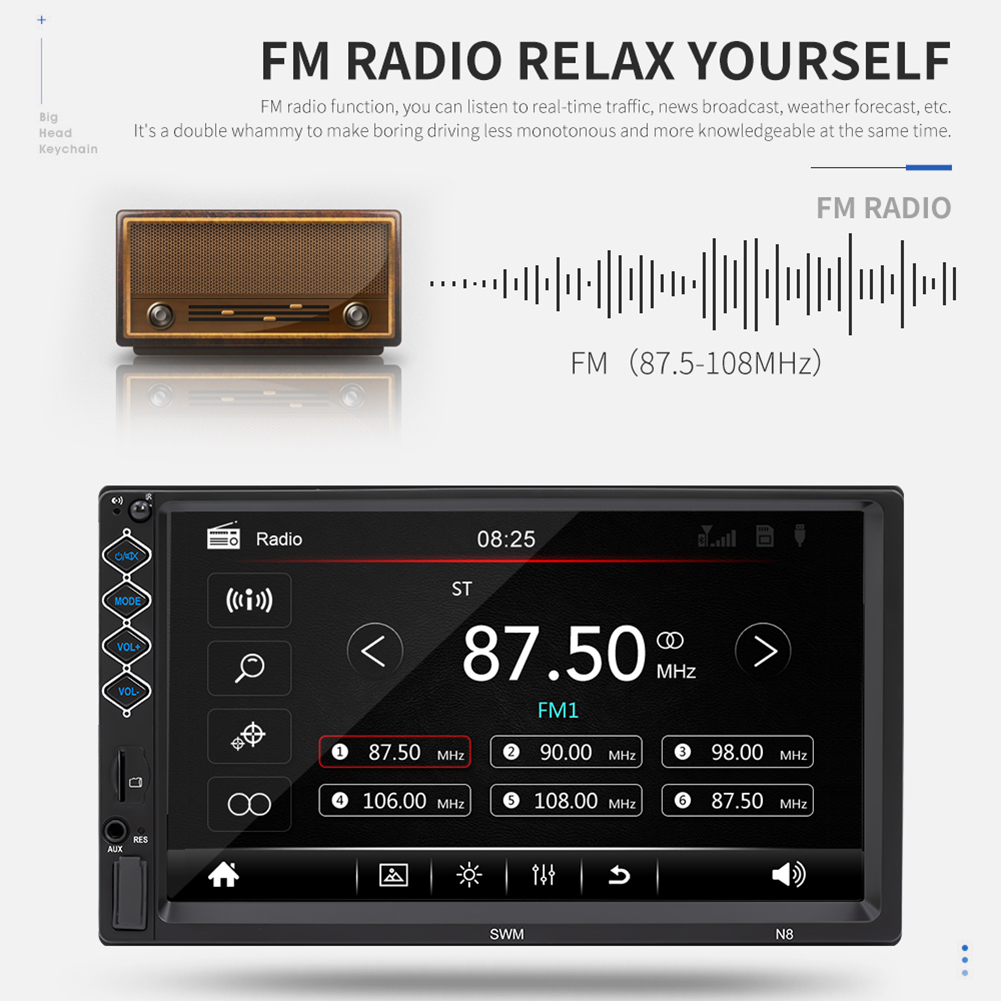 N8 Double DIN Car Stereo 7 inch TFT Screen Bluetooth-compatible AUX-in Radio Head Unit, 501 Original
N8 Double DIN Car Stereo 7 inch TFT Screen Bluetooth-compatible AUX-in Radio Head Unit, 501 Original
