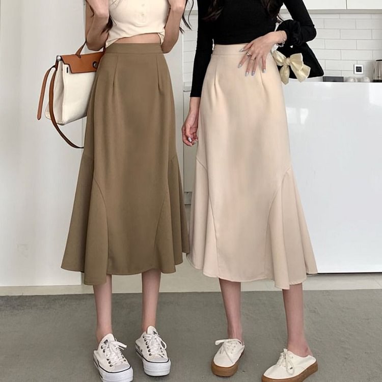 Plain Midi A-Line Skirt YP4064