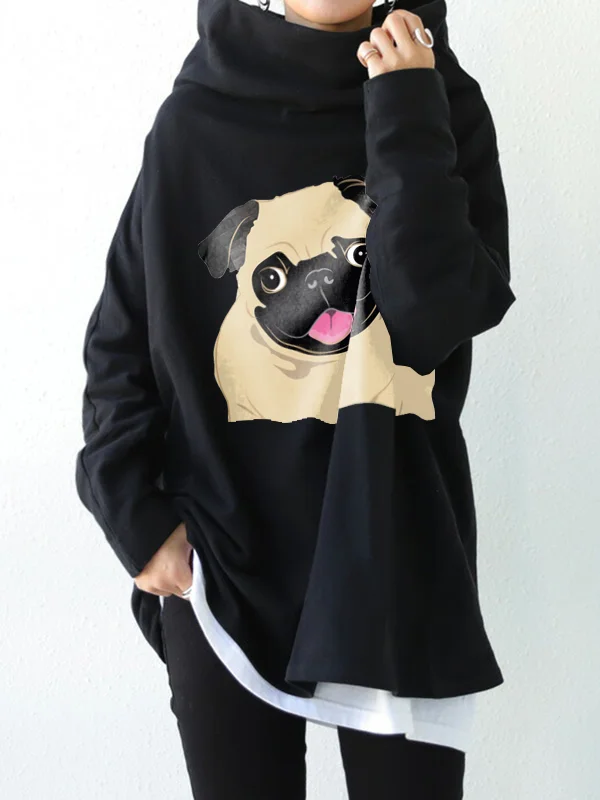 Urban Long Sleeves Animal Prints High-Neck T-Shirts Tops