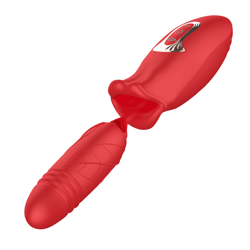 Rose Pistil Kiss - Bitting Clit Stimulator & Telescopic Vibrator - Rose Toy