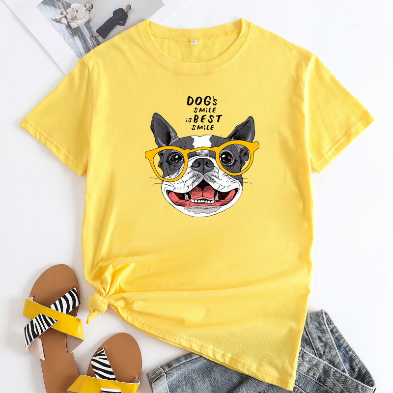 Dog's Smile Is Best Smile Women's Cotton T-Shirt | ARKGET