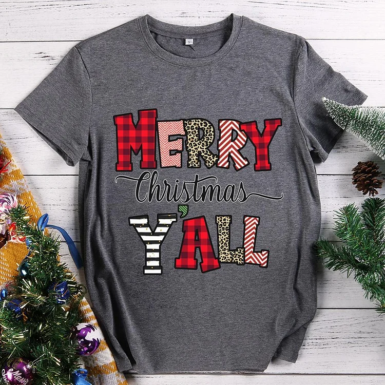 Merry Christmas Y'all Leopard  T-Shirt-604134