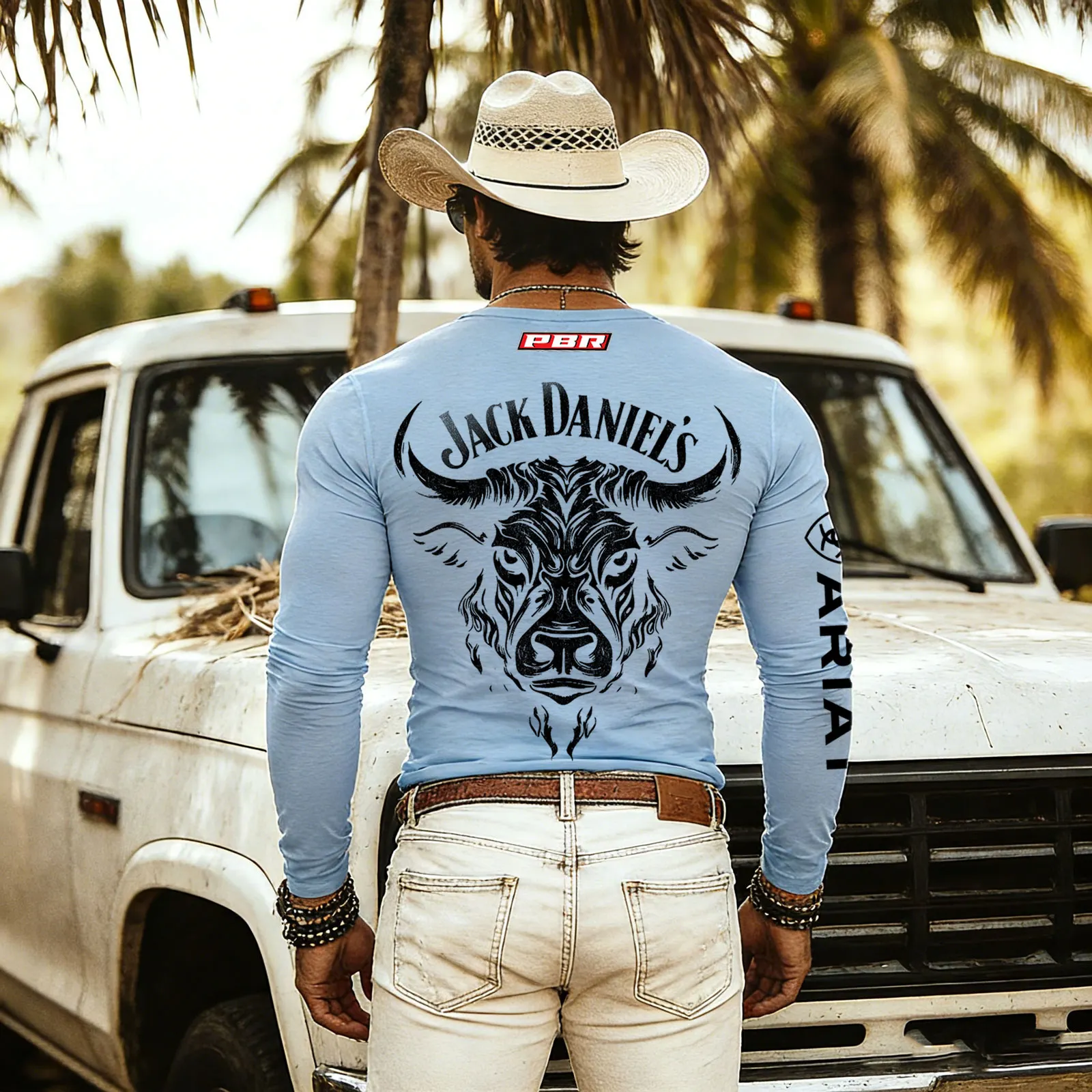 Cotton Long Sleeve T-Shirt With Bull Graphic Print Design For Men