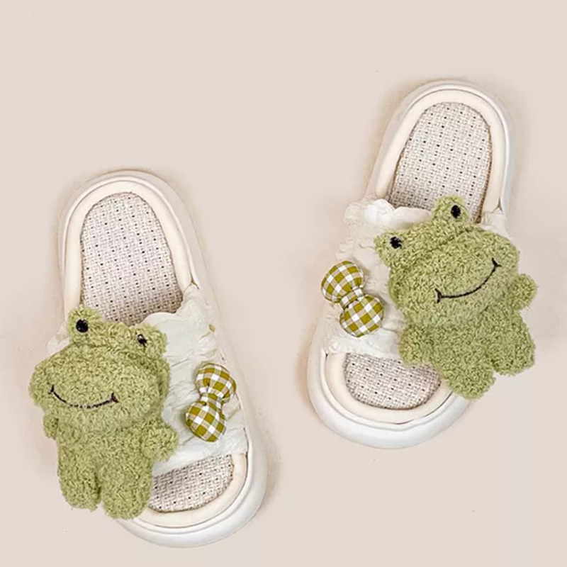Cute Cartoon Frog Bow Knot Casual Slippers