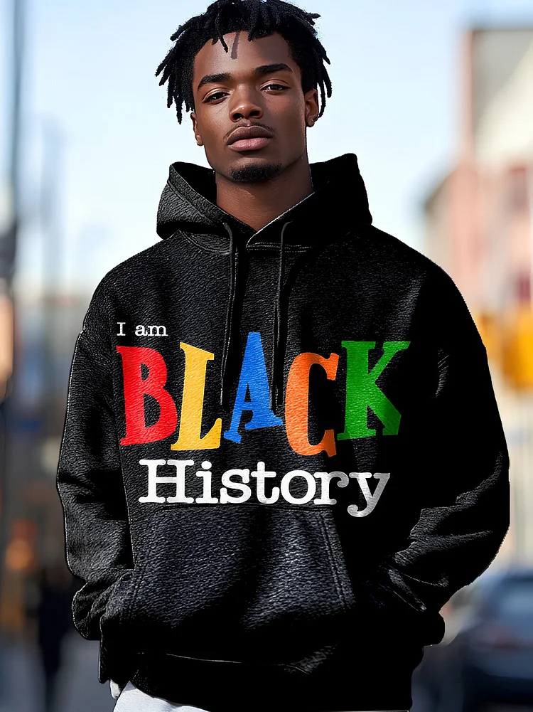 Men's I Am Black History Print Casual Hoodie
