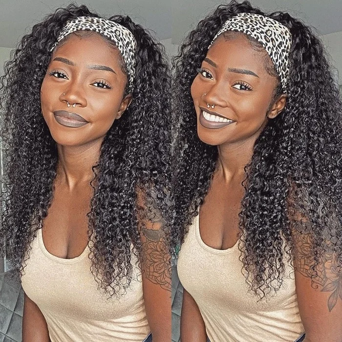Headband  Lace Front Human Hair Wig 18 inch   Wigs for Black Women