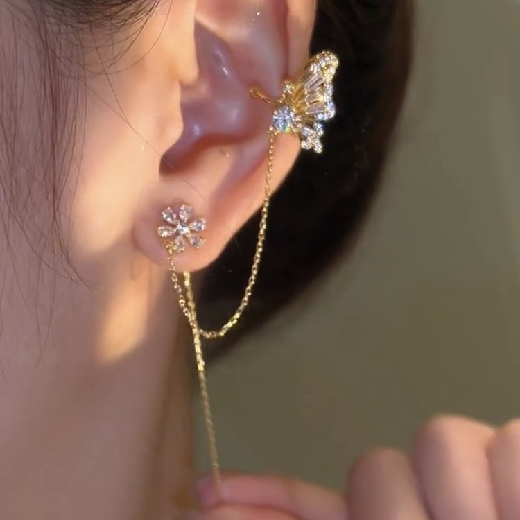 Butterfly Tassel Alloy Earrings