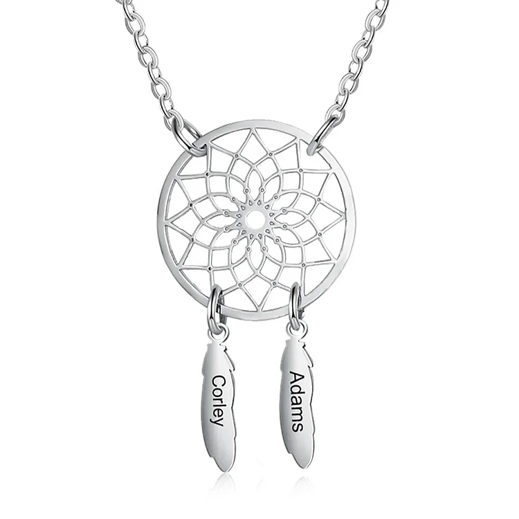 Engraved Dream Catcher Necklace Wishing Dream Gift for Her