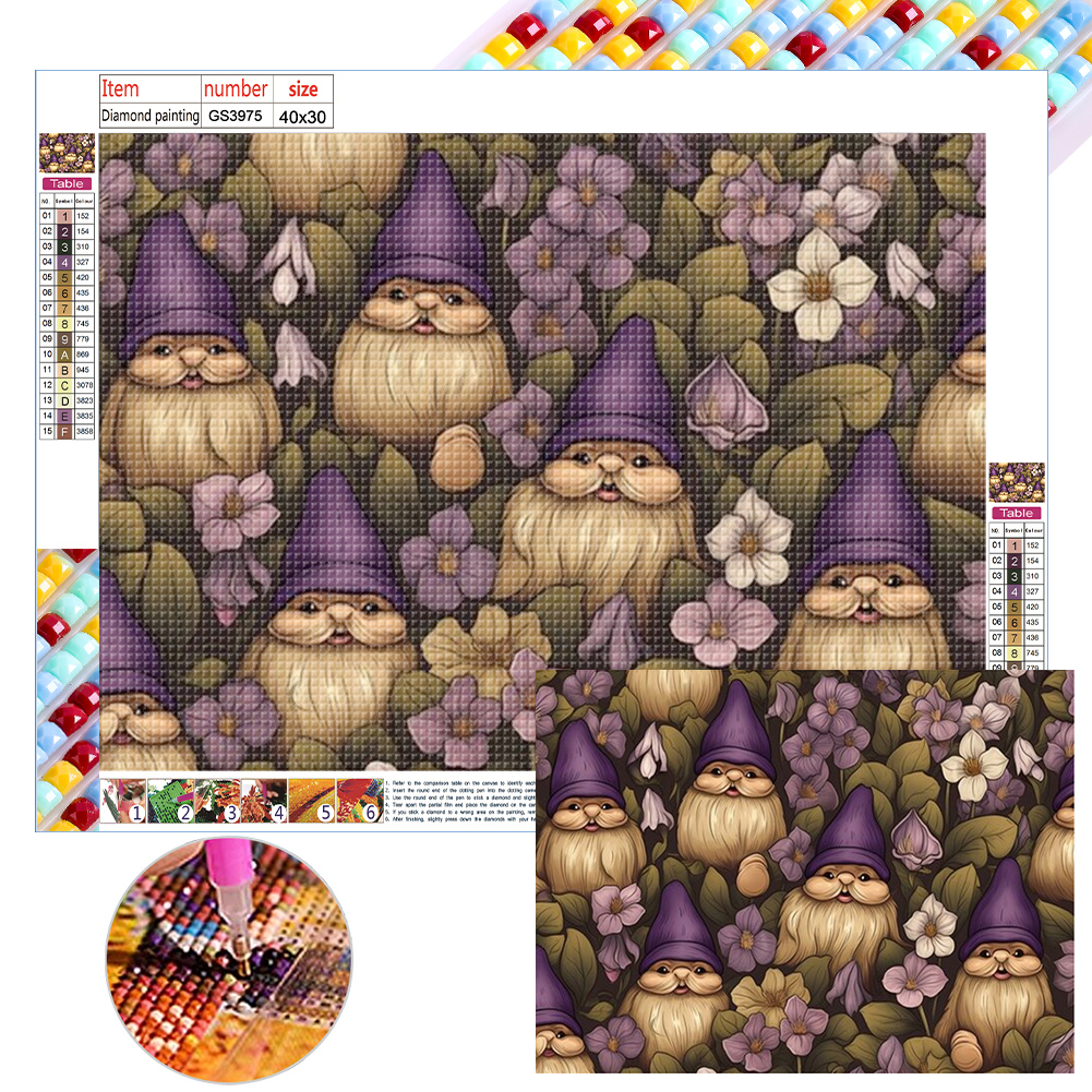 Autumn Mushroom Gnomes 40*40cm(canvas) full round drill diamond painting