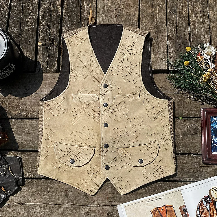 TIMSMEN American Retro Laser Perforated Leather Vest
