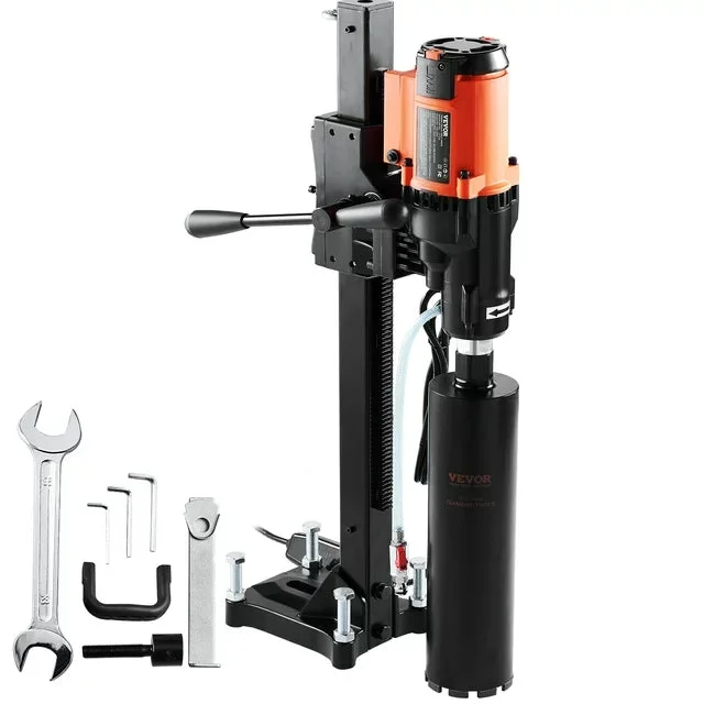 BENTISM Diamond Core Drill Concrete Machine, 8" Wet&Dry Concrete Core Drill Rig with Stand 2500W, 750RPM Speed & 1-1/4" 5/8" Thread & Lifting Handle, 8" Drilling Diameter for Concrete Brick Block Ston
