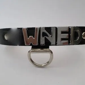 pornhint Pornhint lockable real leather owned fetish bondage slave collar 16mm wide 12 mm letters with hanging d ring
