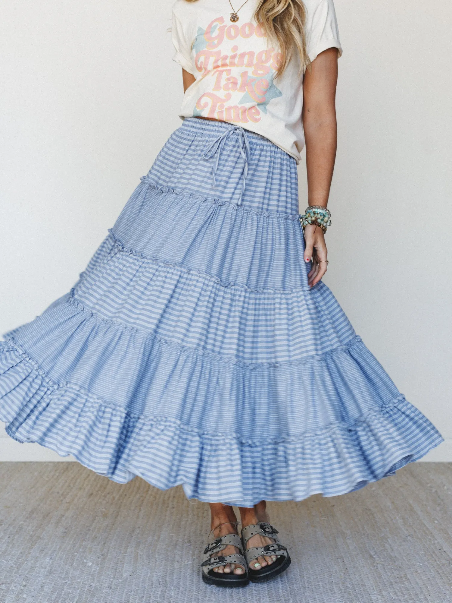 Twirling Affairs Maxi Skirt - Blue