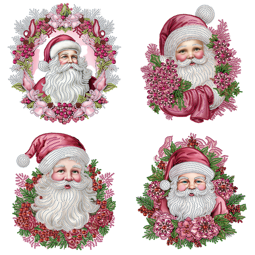 Partial Drills Special-shaped Drill Diamond Painting -Pink Santa Claus -  30*30cm
