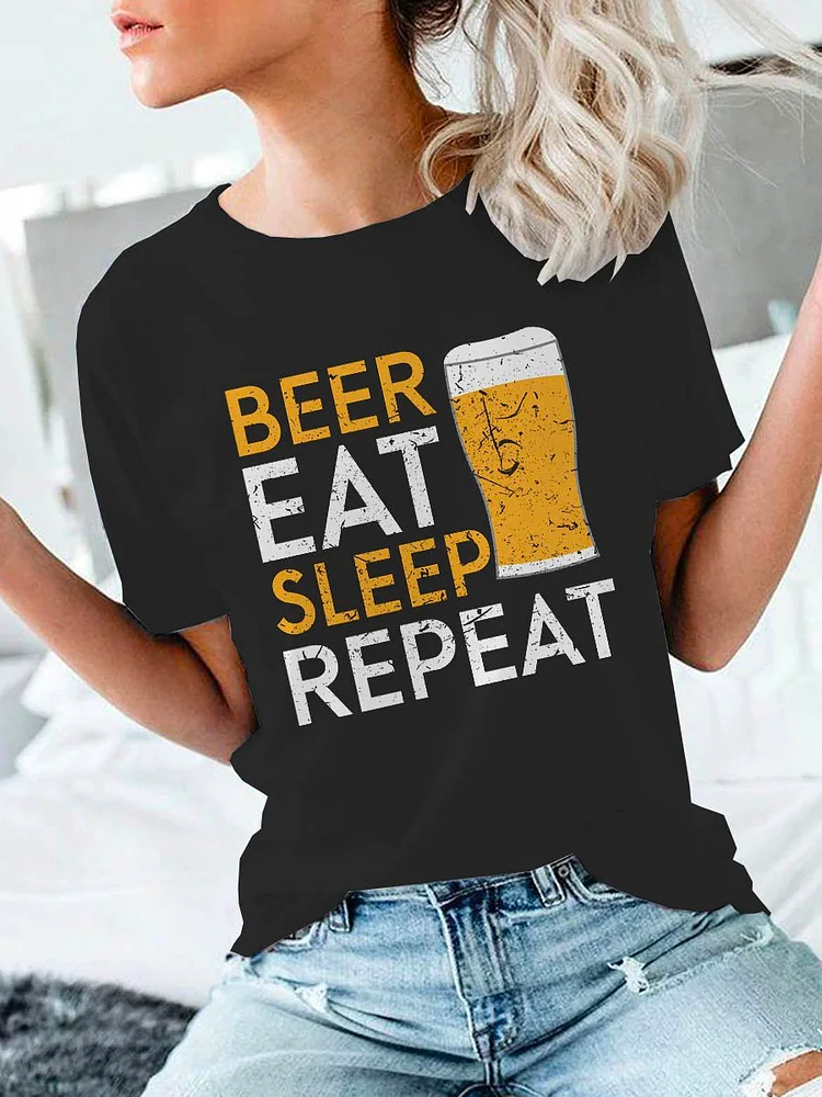 Bestdealfriday Beer Eat Sleep Beer Repeat Graphic Tee