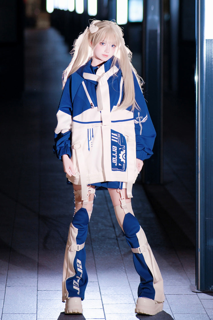 White/Blue [Zero-Type Transformation] Techwear Long Sleeves