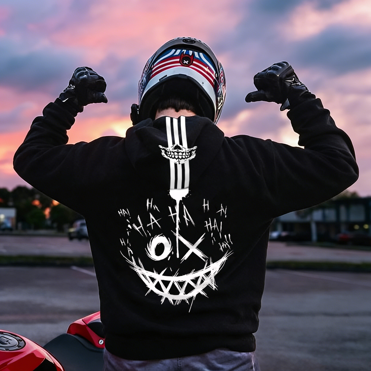 Luminous Joker Face Design Motorcycle Hoodie